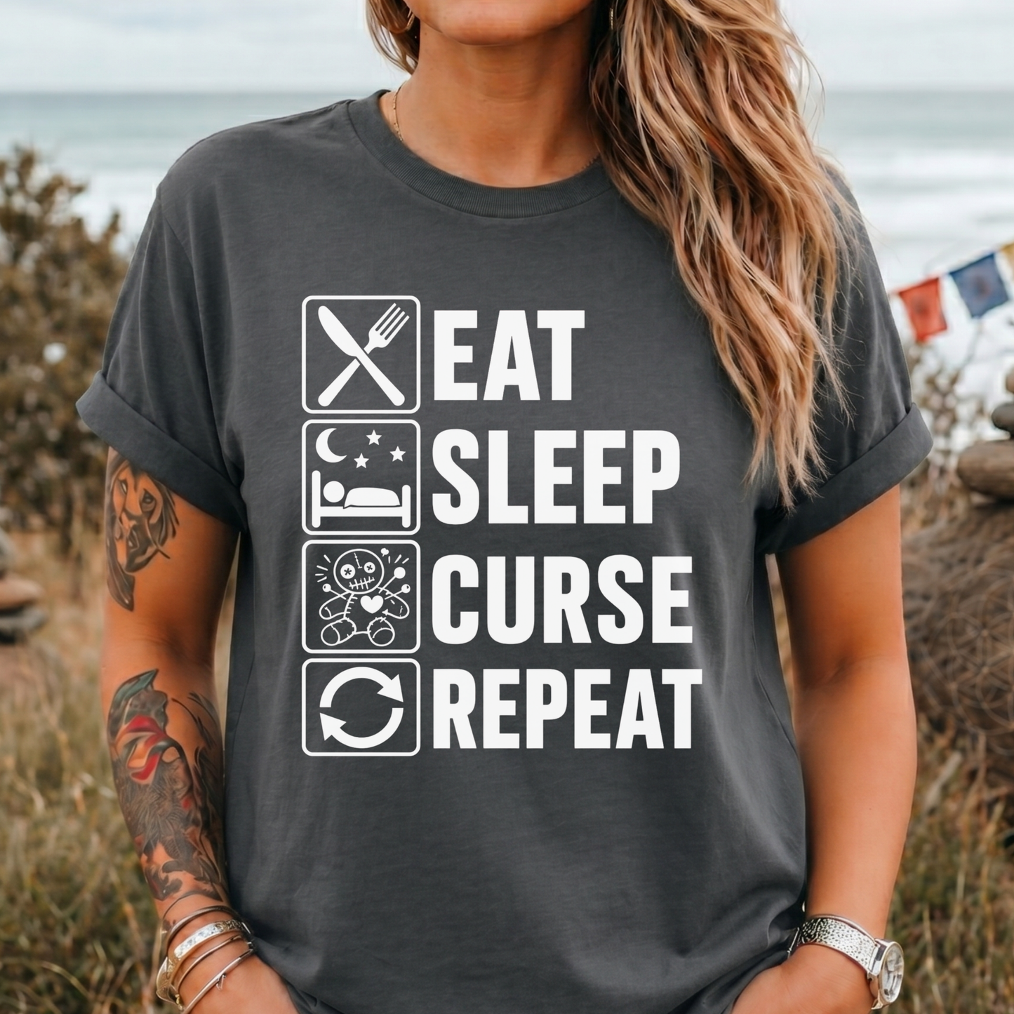 Eat Sleep Curse Repeat - T-Shirt