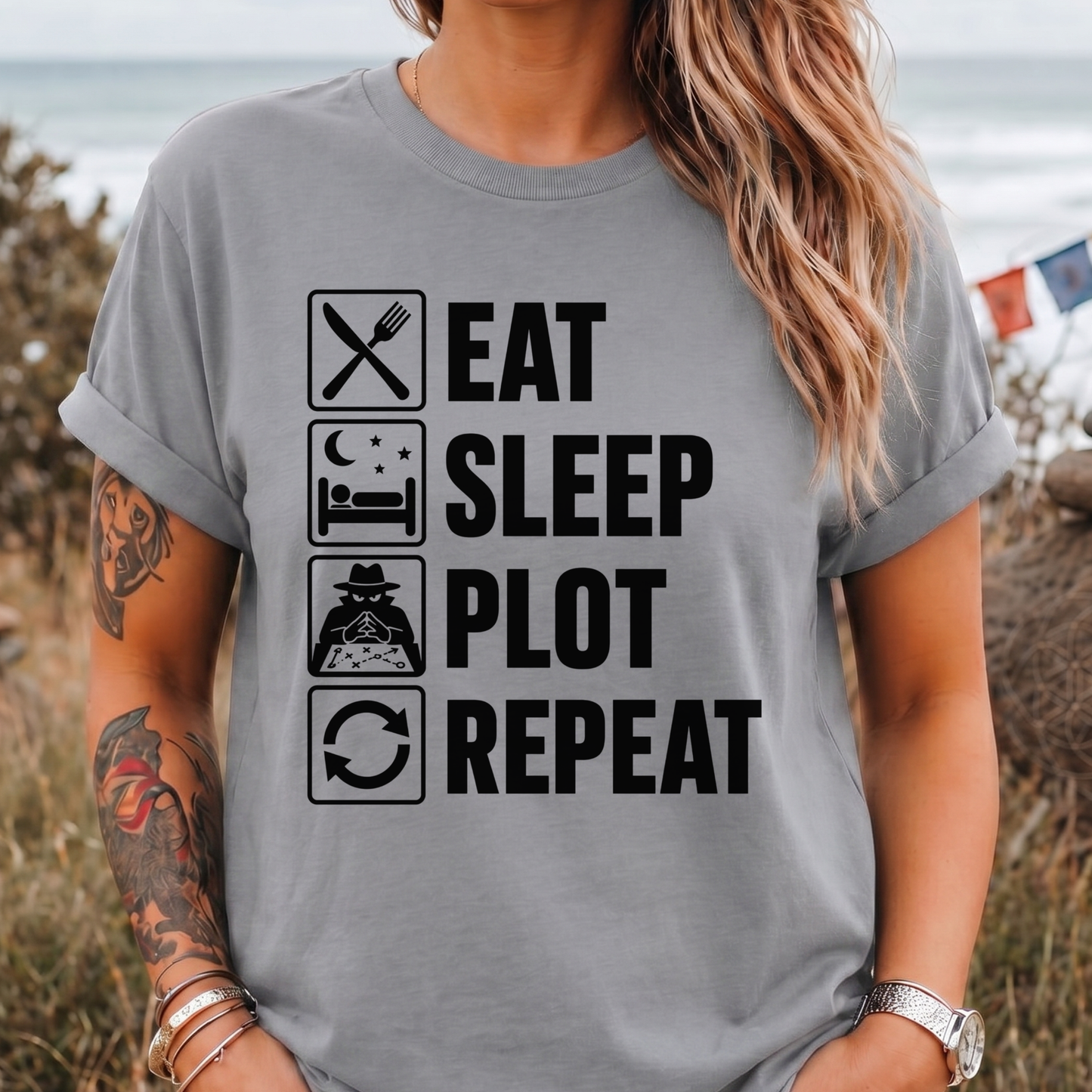 Eat Sleep Plot Repeat - T‑Shirt