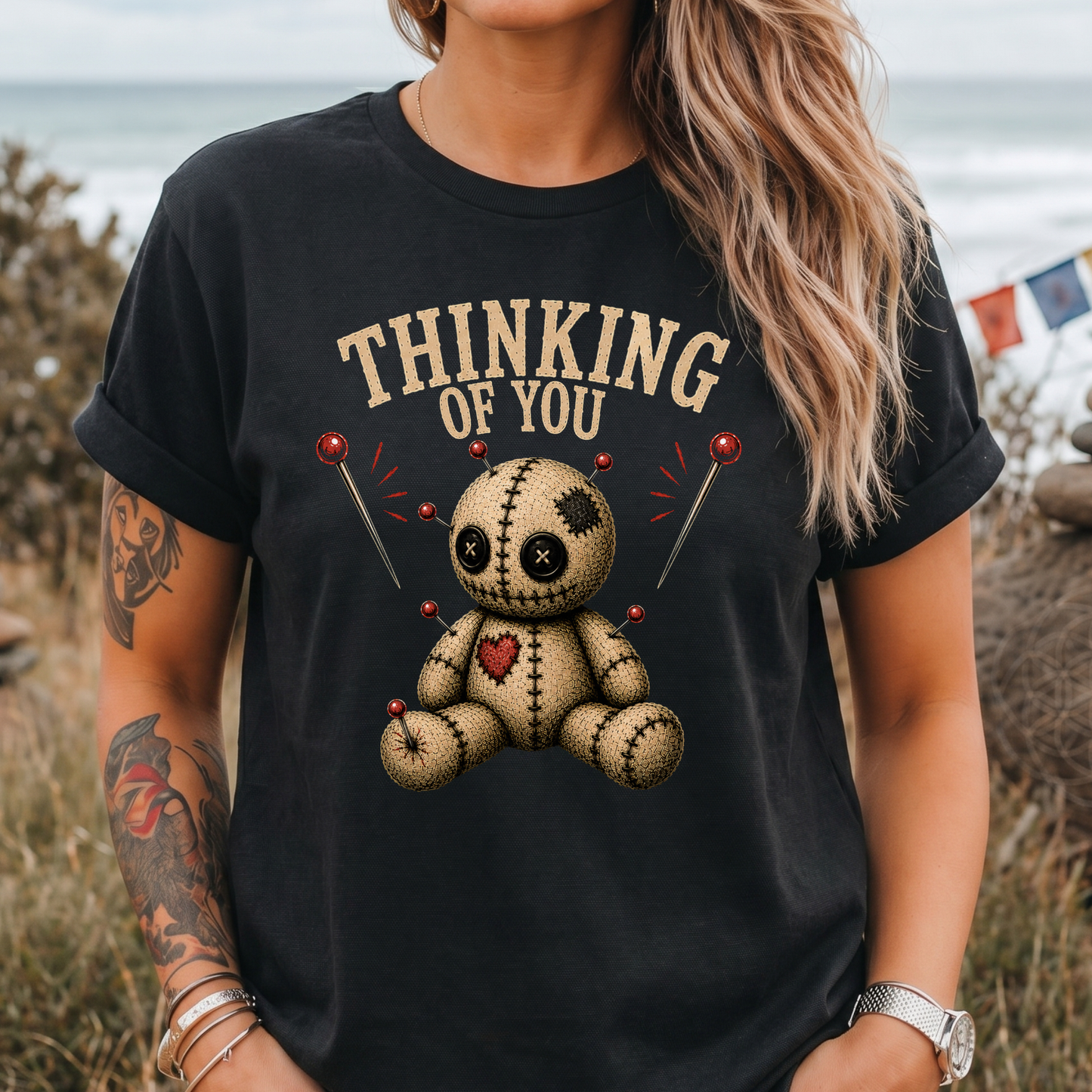 Thinking of You Voodoo Doll T-Shirt — Voodoo Doll & Pins