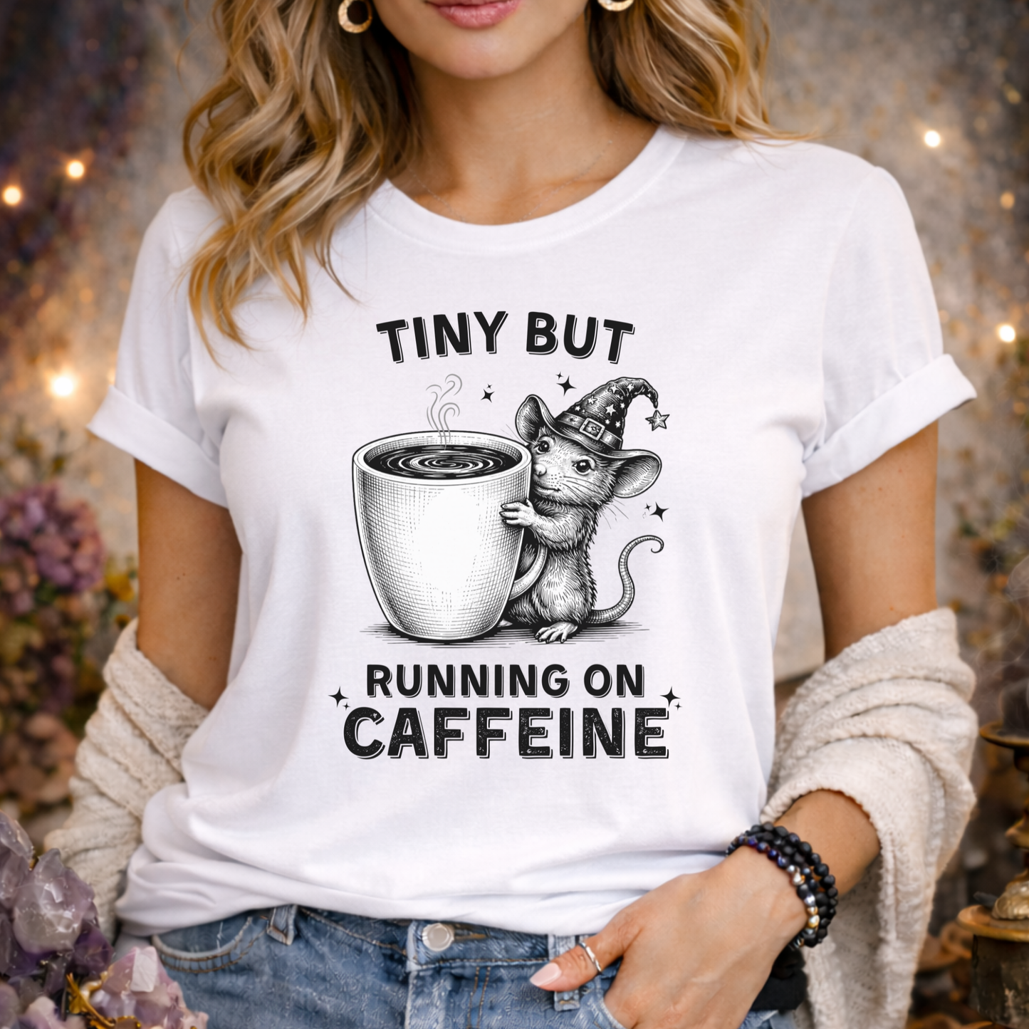 Tiny But Running on Caffeine | Cute Rat T-Shirt
