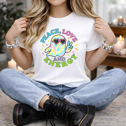Peace, Love, and Energy | Colorful T-Shirt