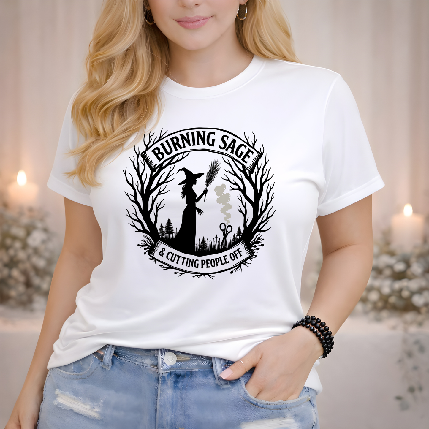 Burning Sage & Cutting People Off | Witchy T-Shirt