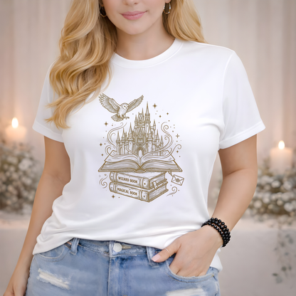 Fantasy Bookstack Owl | Witchy T-Shirt