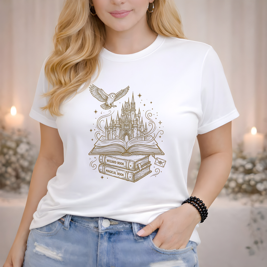 Fantasy Bookstack Owl | Witchy T-Shirt