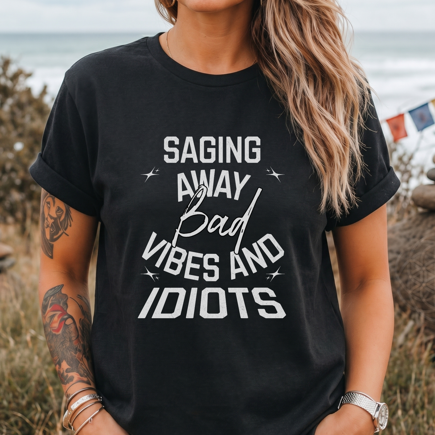 Saging Away Bad Vibes Funny T-Shirt