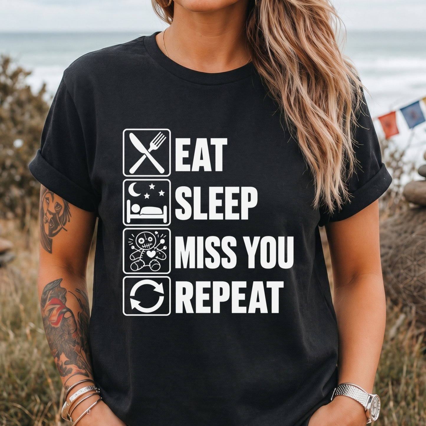 Eat Sleep Miss You Repeat - T‑Shirt