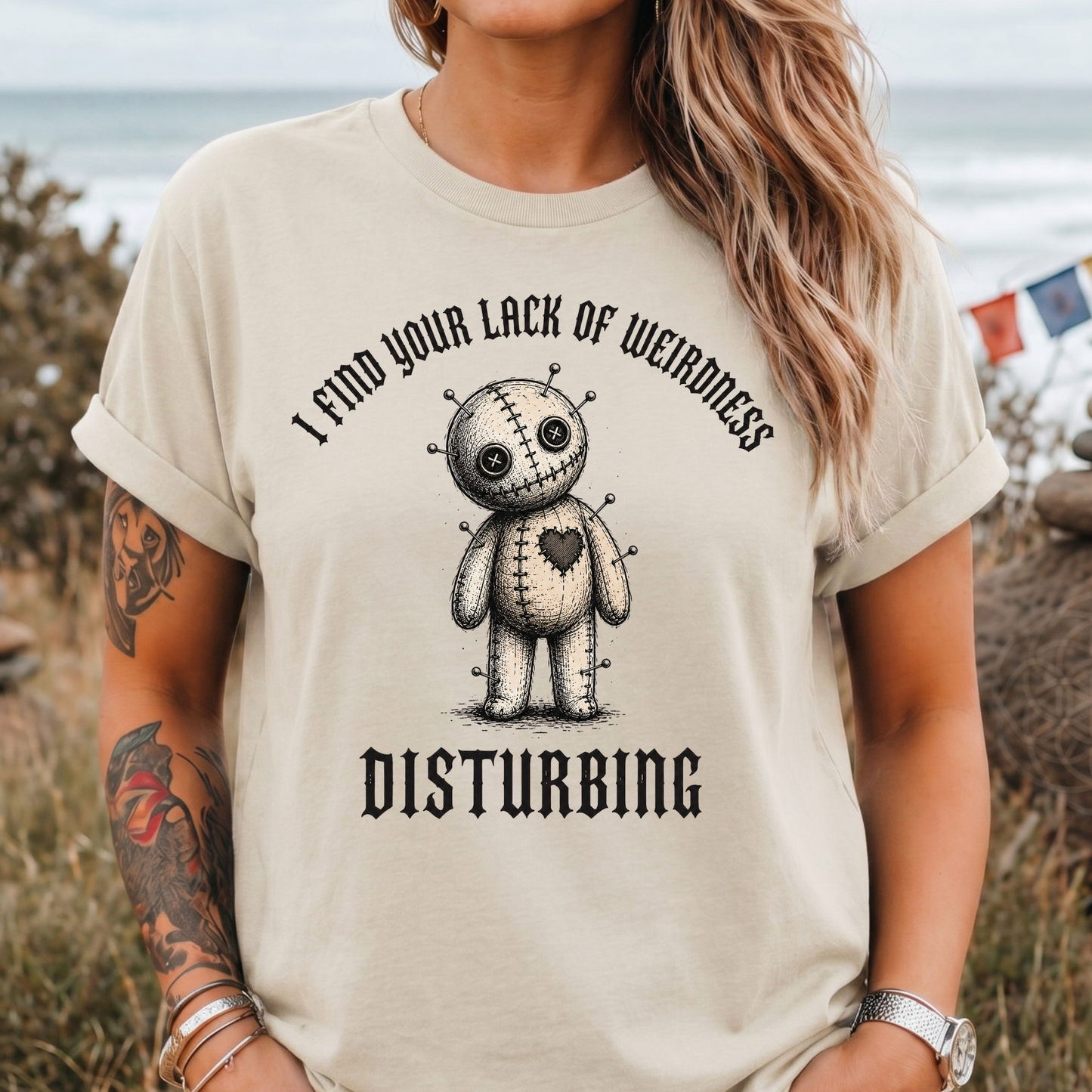 Lack Of Weirdness Voodoo Doll T‑Shirt